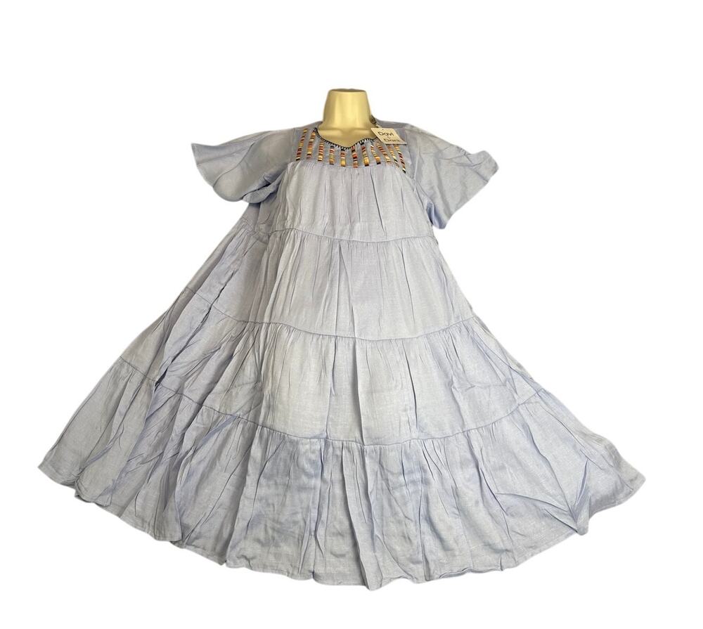 Womens NWT Light Blue Davia Dani Boutique Embroidered Dress Teacher Casual Work